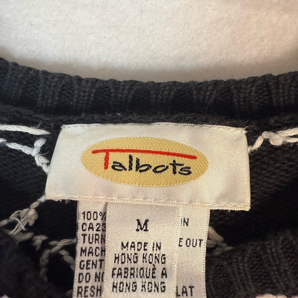 Talbot's Black and White Button-up Cardigan Size Medium - Picture 2 of 5